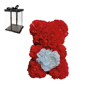 ROSE BEAR ΑΡΚΟΥΔΑΚΙ ΚΟΚΚΙΝΟ ΜΕ ΛΕΥΚΗ ΚΑΡΔΙΑ 25CM