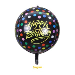 22'' ΜΠΑΛΟΝΙ HAPPY BIRTHDAY BUBBLE ΜΑΥΡΗ