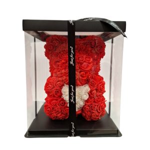 ROSE BEAR "ΑΡΚΟΥΔΑΚΙ" ΚΟΚΚΙΝΟ ΜΕ ΛΕΥΚΗ ΚΑΡΔΙΑ (30CM)