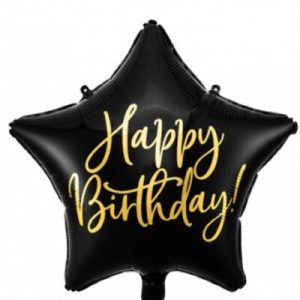 18'' ΜΠΑΛΟΝΙ HAPPY BIRTHDAY ΑΣΤΕΡΙ ΜΑΥΡΟ ΜΕ ΧΡΥΣΟ
