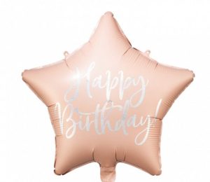 18'' ΜΠΑΛΟΝΙ HAPPY BIRTHDAY ΑΣΤΕΡΙ ΡΟΖ ΠΟΥΔΡΑΣ