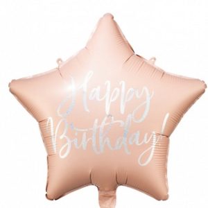 18'' ΜΠΑΛΟΝΙ HAPPY BIRTHDAY ΑΣΤΕΡΙ ΡΟΖ ΠΟΥΔΡΑΣ