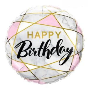 18" ΜΠΑΛΟΝΙ HAPPY BIRTHDAY ΜΑΡΜΑΡΟ ΡΟΖ