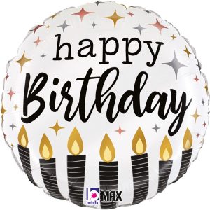 18'' ΜΠΑΛΟΝΙ HAPPY BIRTHDAY ΚΕΡΑΚΙΑ ΜΑΥΡΟ-ΧΡΥΣΟ