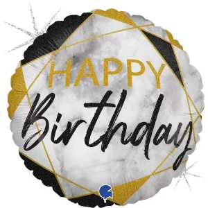 18'' ΜΠΑΛΟΝΙ HAPPY BIRTHDAY ΜΑΥΡΟ/ΧΡΥΣΟ ΜΑΡΜΑΡΟ