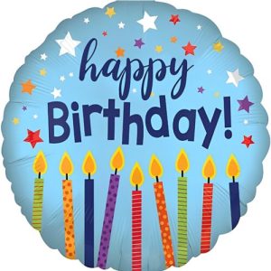 18'' ΜΠΑΛΟΝΙ HAPPY BIRTHDAY ΓΑΛΑΖΙΟ ΜΕ ΚΕΡΑΚΙΑ