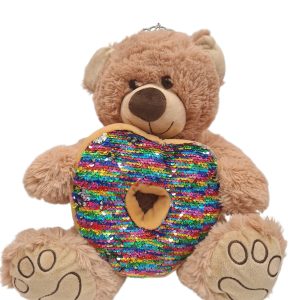 ΛΟΥΤΡΙΝΟ ΑΡΚΟΥΔΑΚΙ ΜΕ ΚΟΡΩΝΑ ΚΑΙ ΚΑΡΔΙΑ ΜΕ ΠΟΥΛΙΕΣ (37CM)