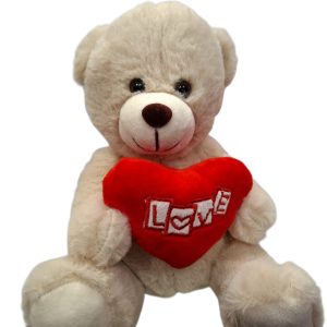 ΛΟΥΤΡΙΝΟ ΑΡΚΟΥΔΑΚΙ ΜΠΕΖ ΜΕ ΚΑΡΔΙΑ "LOVE" (23CM)