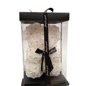 ROSE BEAR "ΑΡΚΟΥΔΑΚΙ" ΛΕΥΚΟ ΜΕ ΣΤΡΑΣ (25CM)