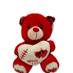 ΛΟΥΤΡΙΝΟ ΑΡΚΟΥΔΑΚΙ ΚΟΚΚΙΝΟ ΜΕ ΚΑΡΔΙΑ "WITH LOVE"(27CM)