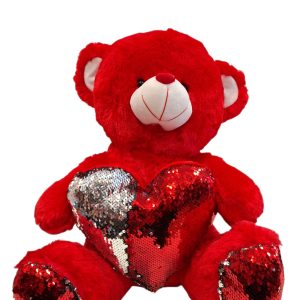 ΛΟΥΤΡΙΝΟΣ "ΑΡΚΟΥΔΟΣ" ΚΟΚΚΙΝΟΣ ΜΕ ΚΑΡΔΙΑ ΚΑΙ ΠΟΥΛΙΕΣ (50CM)