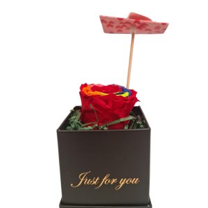 ΠΟΛΥΧΡΩΜΟ ΤΡΙΑΝΤΑΦΥΛΛΟ FOREVER ROSE ΣΕ ΚΟΥΤΙ "JUST FOR YOU"(ΜΑΥΡΟ ΜΕ ΣΤΙΚ)