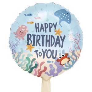 18" ΜΠΑΛΟΝΙ "HAPPY BIRTHDAY ΘΑΛΑΣΣΙΑ ΖΩΑΚΙΑ (ΓΑΛΑΖΙΟ)